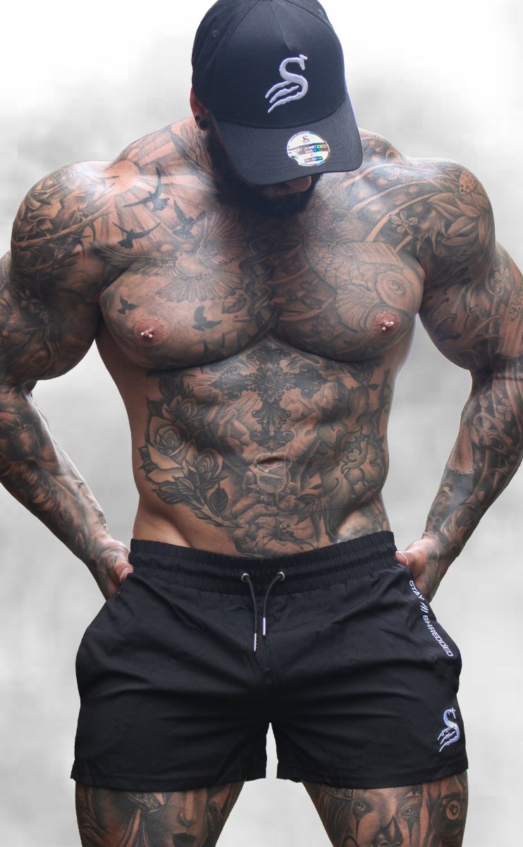 Quads of the Gods Black/White Leg Day Shorts Stay Shredded