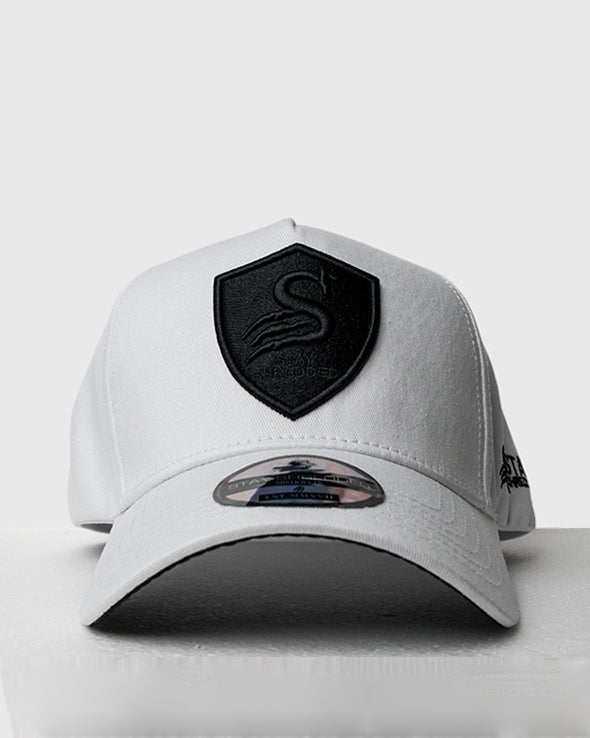 Premium Crest A-Frame Cap - White / Black - Stay Shredded